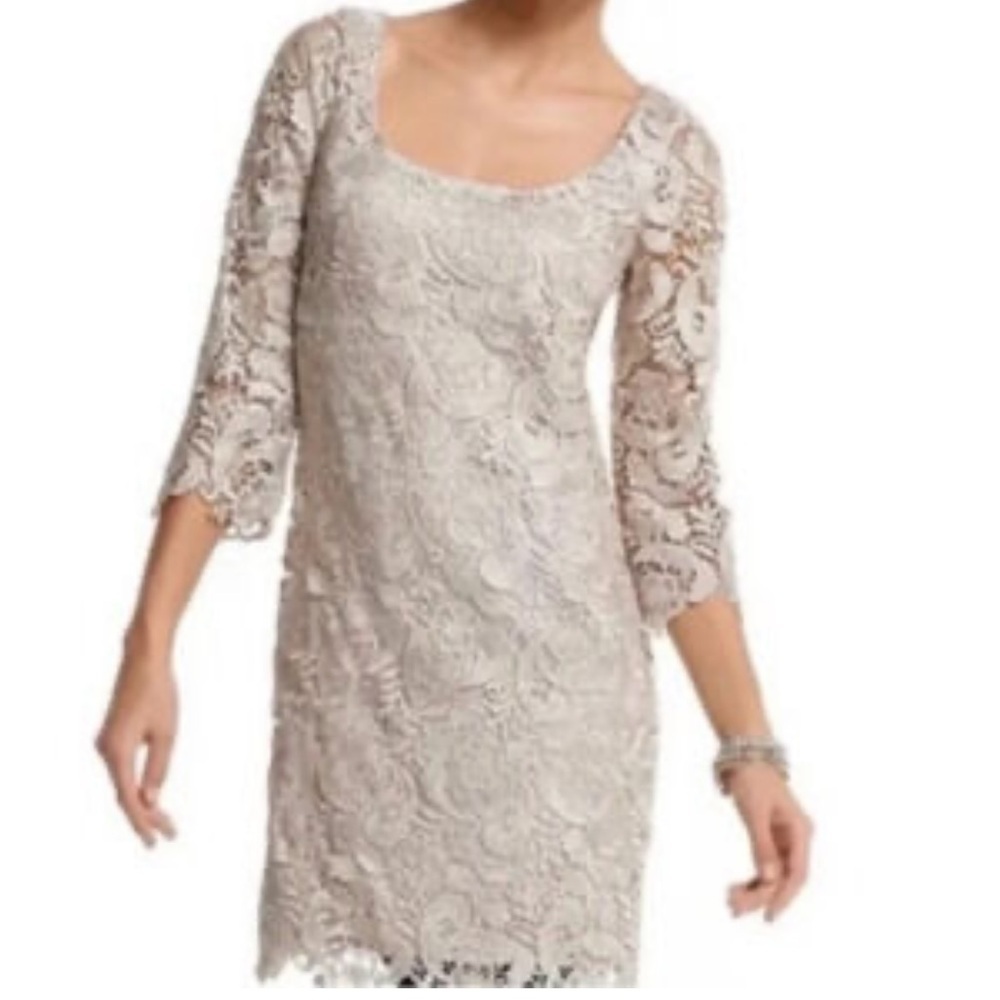 White House Black Market Lace Dress in Cream Sz 2 Women